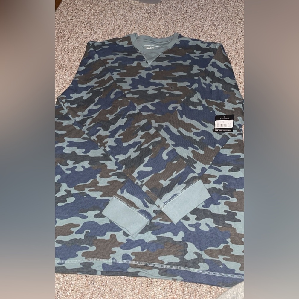 Eddie Bauer Blue and Gray Camo Long Sleeve Tee